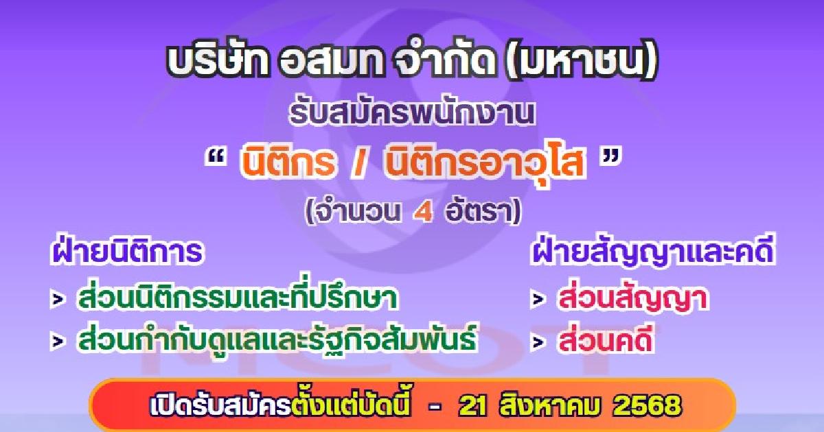 ประกาศรับสมัครบุคคล เพื่อสอบคัดเลือกเข้าปฏิบัติงานในตำแหน่ง นิติกร / นิติกรอาวุโส (จำนวน 4 อัตรา)