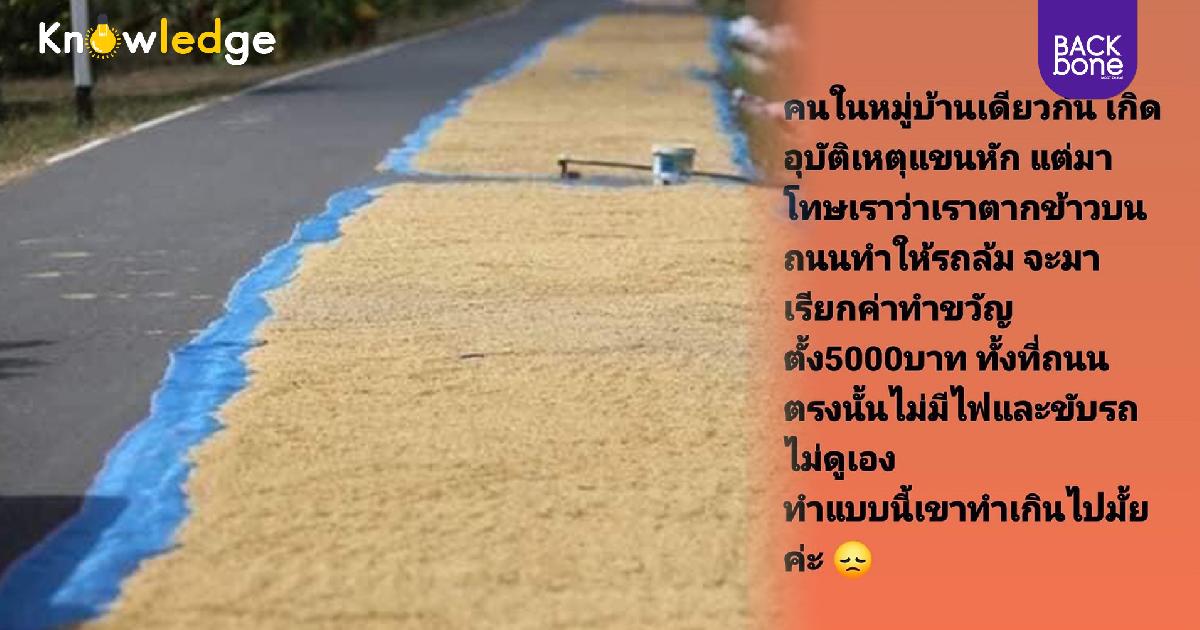 ตากข้าวบนถนนหลวง เป็นการกระทำที่ผิดกฎหมาย มีโทษ! หลายกระทง