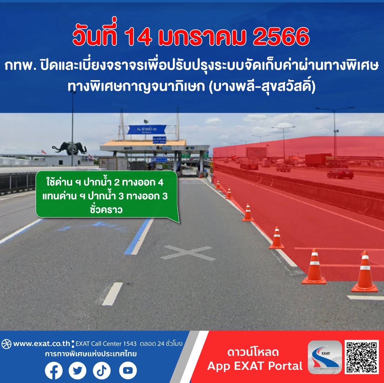 วันเด็กแจ้งปิด-เบี่ยง ทางพิเศษ ทางพิเศษกาญจนาภิเษก (บางพลี-สุขสวัสดิ์)